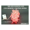 Luci albero di natale catena luminosa 180 Led /10,5 metri / 8 funzioni / luci rosse / filo trasparente