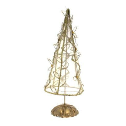 Alberello di natale metallizzato organza glitter altezza 40 cm - colore oro