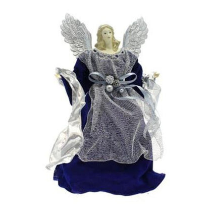 Angelo natalizio decorato altezza 35 cm - colore argento/blu - decorazione natale