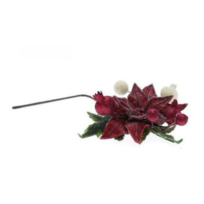 Decorazione floreale natalizia 38 cm - colore rosso/bianco