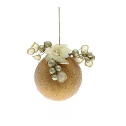 Sfera natalizia decorata 10 cm - colore oro/bronzo - decorazione natale