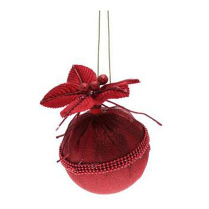 Sfera natalizia decorata 10 cm - colore rosso opaco - decorazione natale