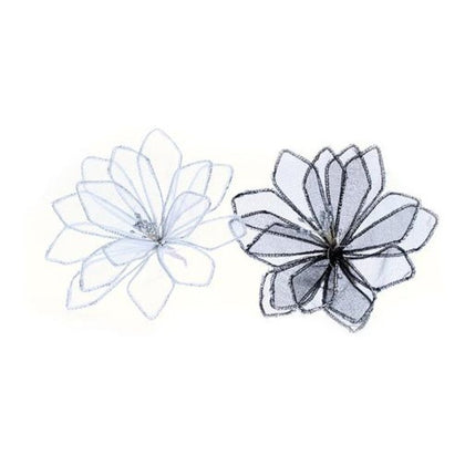 Decorazione addobbi magnolie natalizie - colore nero/argento