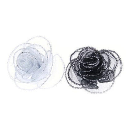 6 Rose pendenti small - colore nero/argento - addobbo natalizio decorazione