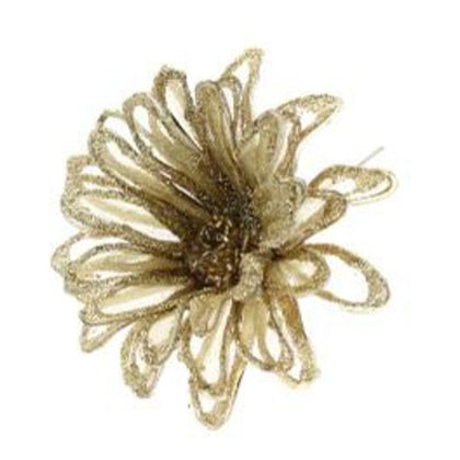 6 Fiori decorativi natalizi Ø11 cm - colore oro - addobbo natale decorazione