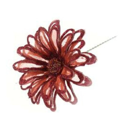 6 Fiori decorativi natalizi Ø11 cm - colore rosso - addobbo natale decorazione