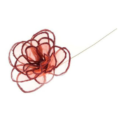 6 rose decorazione natale Ø13 cm - colore rosso/arancio - addobbo natalizio