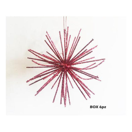 6 sfere ricci per albero di natale Ø15 cm - colore rosso - addobbo natalizio decorazione