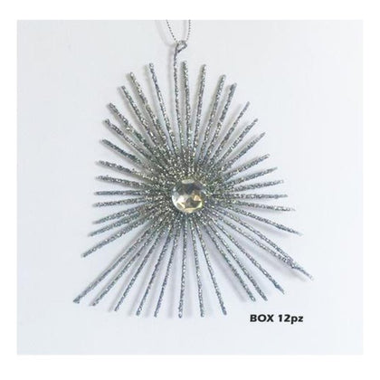 12 sfere ricci per albero natale Ø16 cm - colore argento - addobbo natalizio decorazione