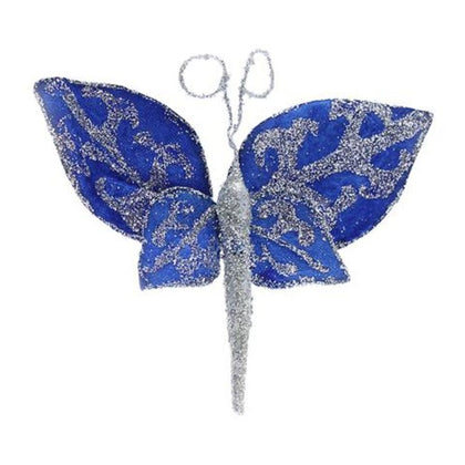 12 Farfalle Medium - colore blu - addobbo natalizio decorazione