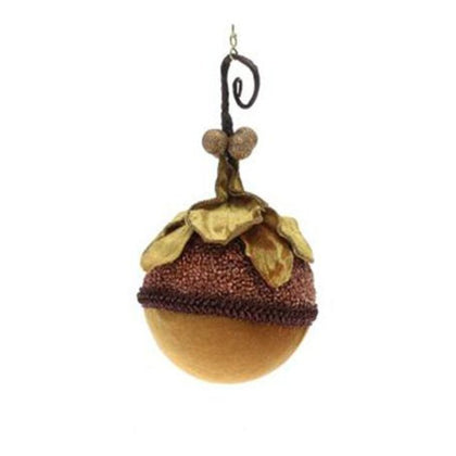 Sfera con magnolie per albero di natale Ø10 cm - colore rame/marrone - addobbo natalizio decorazione