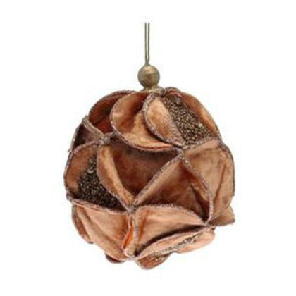 Sfera decorata per albero di natale Ø10 cm - colore marrone oro - addobbo natalizio decorazione