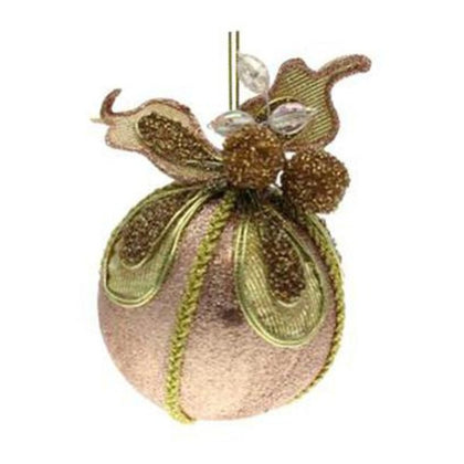 Sfera decorata per albero di natale Ø10 cm - colore rame/oro - addobbo natalizio decorazione