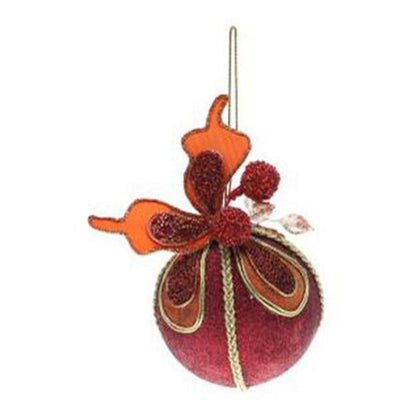 Sfera decorata per albero di natale Ø10 cm - colore rosso/arancio - addobbo natalizio decorazione