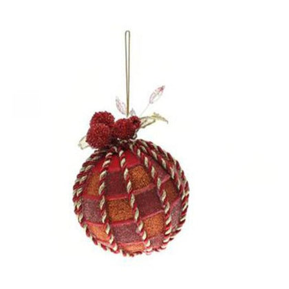 Sfera decorata per albero di natale Ø10 cm - colore rosso/arancio - addobbo natalizio decorazione