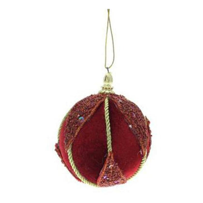 Sfera decorata per albero di natale Ø10 cm - colore rosso/arancio - addobbo natalizio decorazione