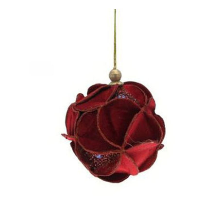 Sfera decorata per albero di natale Ø10 cm - colore rosso/arancio - addobbo natalizio decorazione