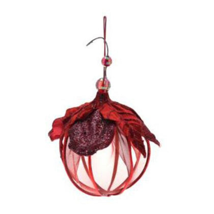 Sfera in tessuto per albero di natale Ø10 cm - colore rosso - addobbo natalizio decorazione