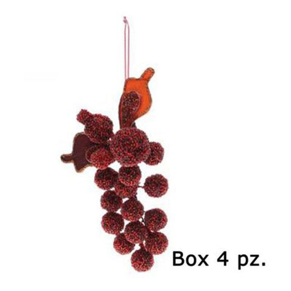 4 Decorazioni frutta natalizia 21 cm - colore rosso/arancio - addobbo natale