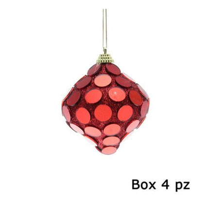 4 palle specchiate per albero natale Ø8 cm - colore rosso - decorazione addobbo natalizio