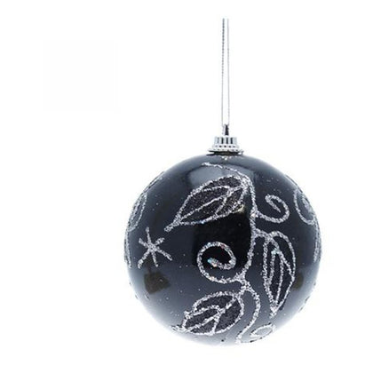 6 sfere decorate per albero natale Ø8 cm - colore nero - decorazione addobbo natalizio