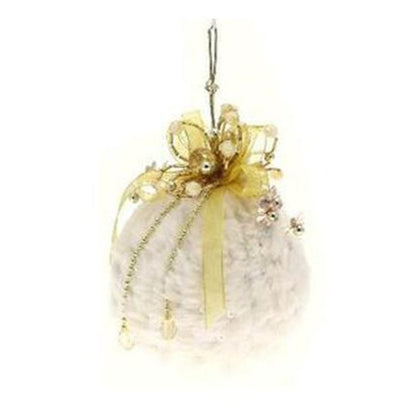 Sfera decorata per albero di natale - colore oro/bianco - decorazione addobbo natalizio