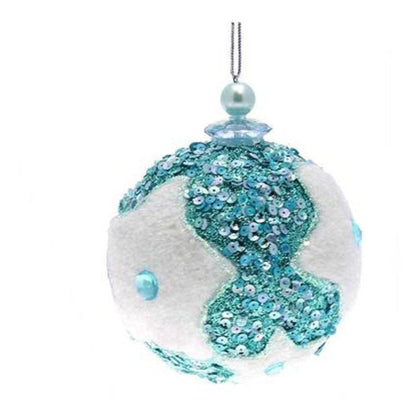 Sfera decorata per albero di natale - colore blu/bianco - decorazione addobbo natalizio