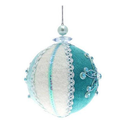 Sfera decorata per albero di natale - colore blu/bianco - decorazione addobbo natalizio