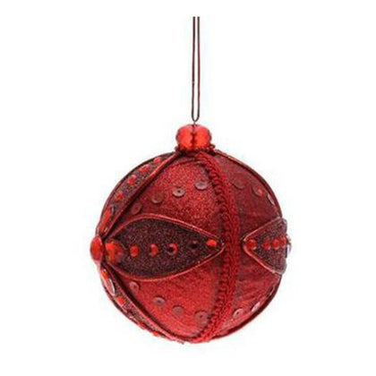 Sfera decorata per albero di natale - colore rosso - decorazione addobbo natalizio