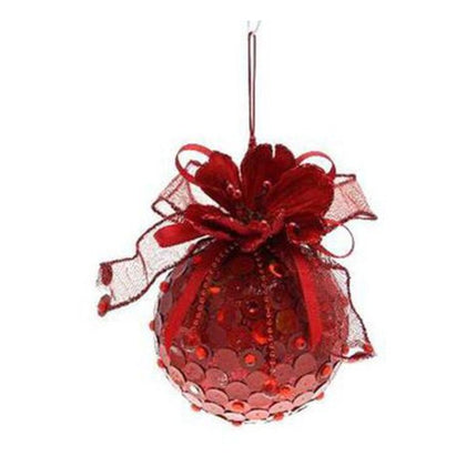 Sfera decorata con nastro per albero di natale - colore rosso - decorazione addobbo natalizio