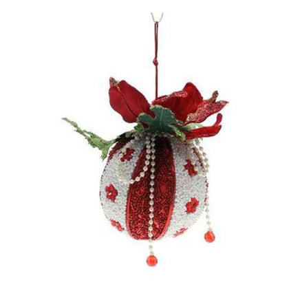 Sfera decorata per albero di natale - colore rosso/bianco - decorazione addobbo natalizio