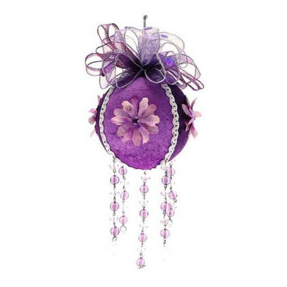 Sfera decorata con pendenti per albero di natale - colore viola - decorazione addobbo natalizio