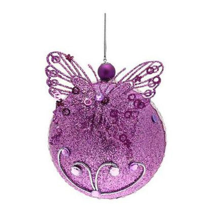 Sfera decorata con glitter per albero di natale - colore viola - decorazione addobbo natalizio