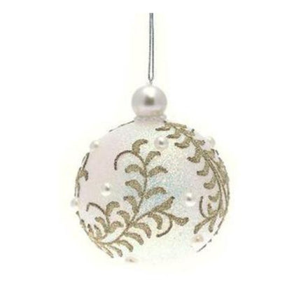 Sfera decorata con glitter per albero di natale - colore argento/rame - decorazione addobbo natalizio