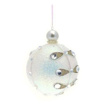 Sfera decorata con glitter per albero di natale - colore argento/rame - decorazione addobbo natalizio