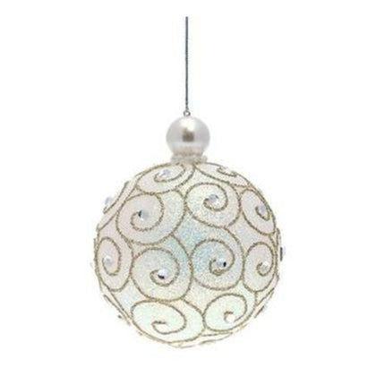 Sfera decorata con glitter per albero di natale - colore argento/rame - decorazione addobbo natalizio