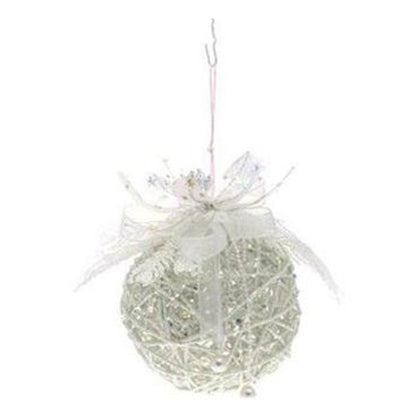 Sfera decorata con nastro per albero di natale - colore argento - decorazione addobbo natalizio