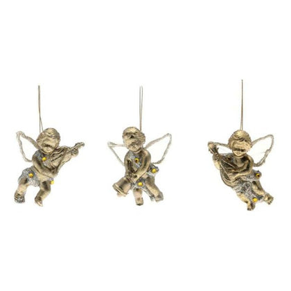 3 angeli con organza per albero di natale 9 cm - colore oro - decorazione addobbo natalizio