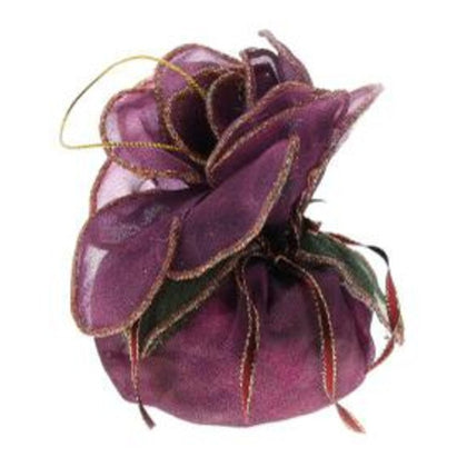 3 sfere con organza per albero di natale - colore viola - decorazioni addobbi natalizi