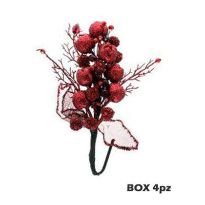 4 pendenti frutta per decorazione albero natale 15 cm - colore rosso - addobbi natalizi