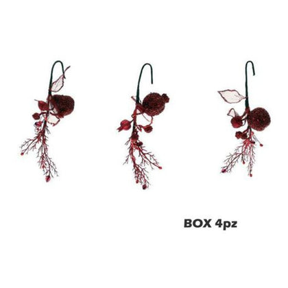 4 pendenti frutta per decorazione albero natale 25 cm - colore rosso - addobbi natalizi