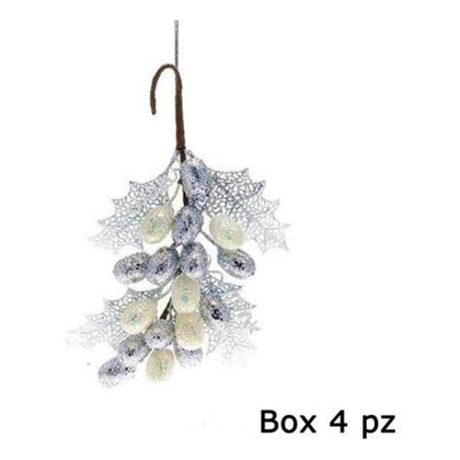 4 pendenti frutta per decorazione albero natale - colore bianco - addobbi natalizi