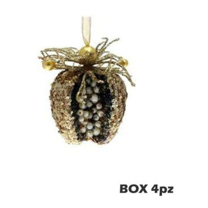 4 pendenti frutta per decorazione albero natale 10 cm - colore marrone/rame - addobbi natalizi