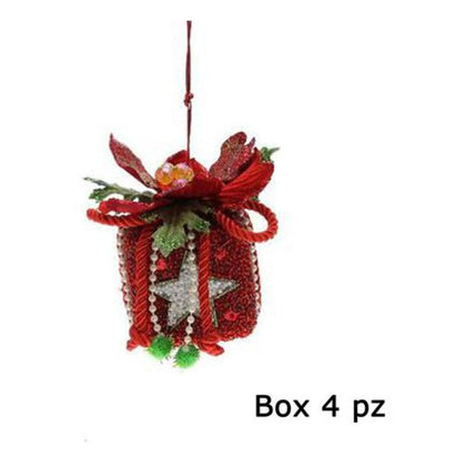 4 pacchetti regalo per albero di natale - colore rosso - addobbi natalizi decorazioni