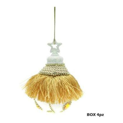 4 sfere decorate per albero di natale Ø8 cm - colore crema/oro - addobbi natalizi decorazioni