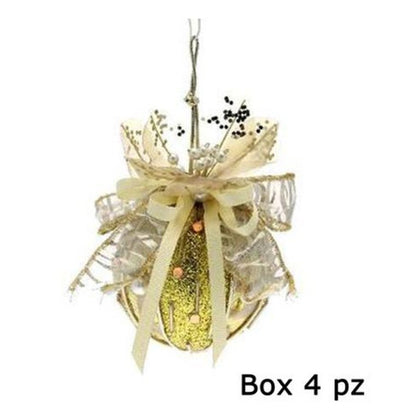 4 sfere decorate per albero di natale Ø8 cm - colore oro - addobbi natalizi decorazioni