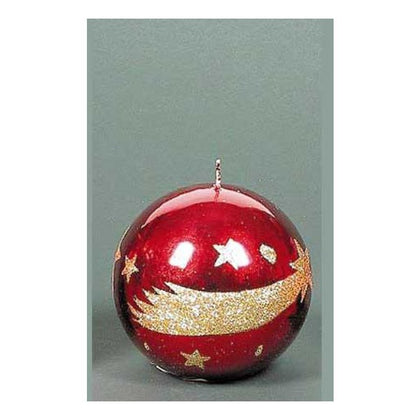 Candela sferica natalizia metallizzata 10 cm - colore rosso - decorazione addobbo natale