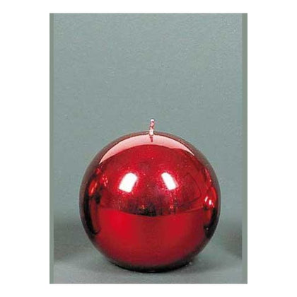 Candela sferica natalizia metallizzata 10 cm - colore rosso - decorazione addobbo natale