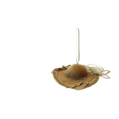 Cappello pendente in velluto per albero natale Ø10 cm - colore beige - addobbo decorazione natalizia