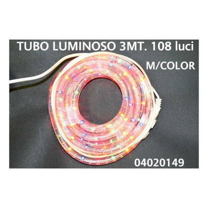 Tubo luminoso con 108 luci - multicolore - lunghezza 3 metri - addobbo natalizio decorazione